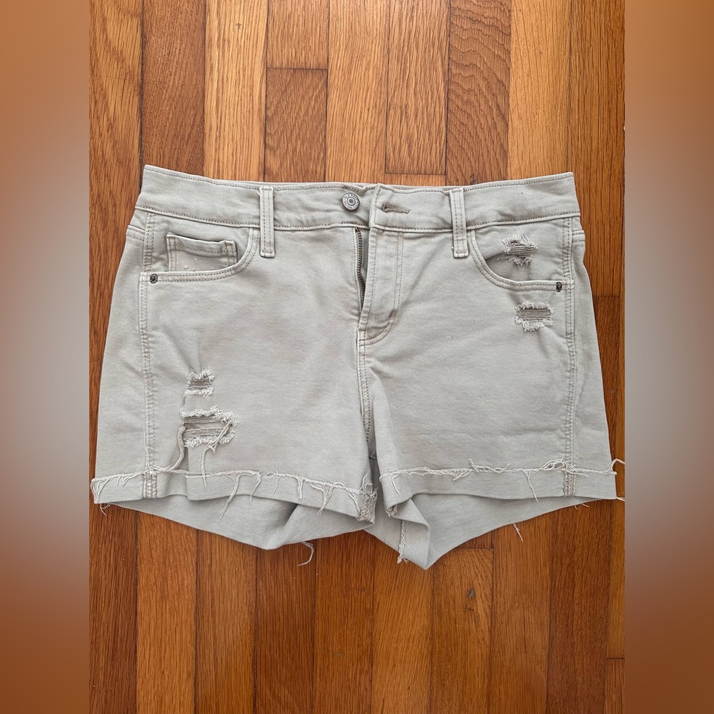 Old Navy khaki distressed jean shorts